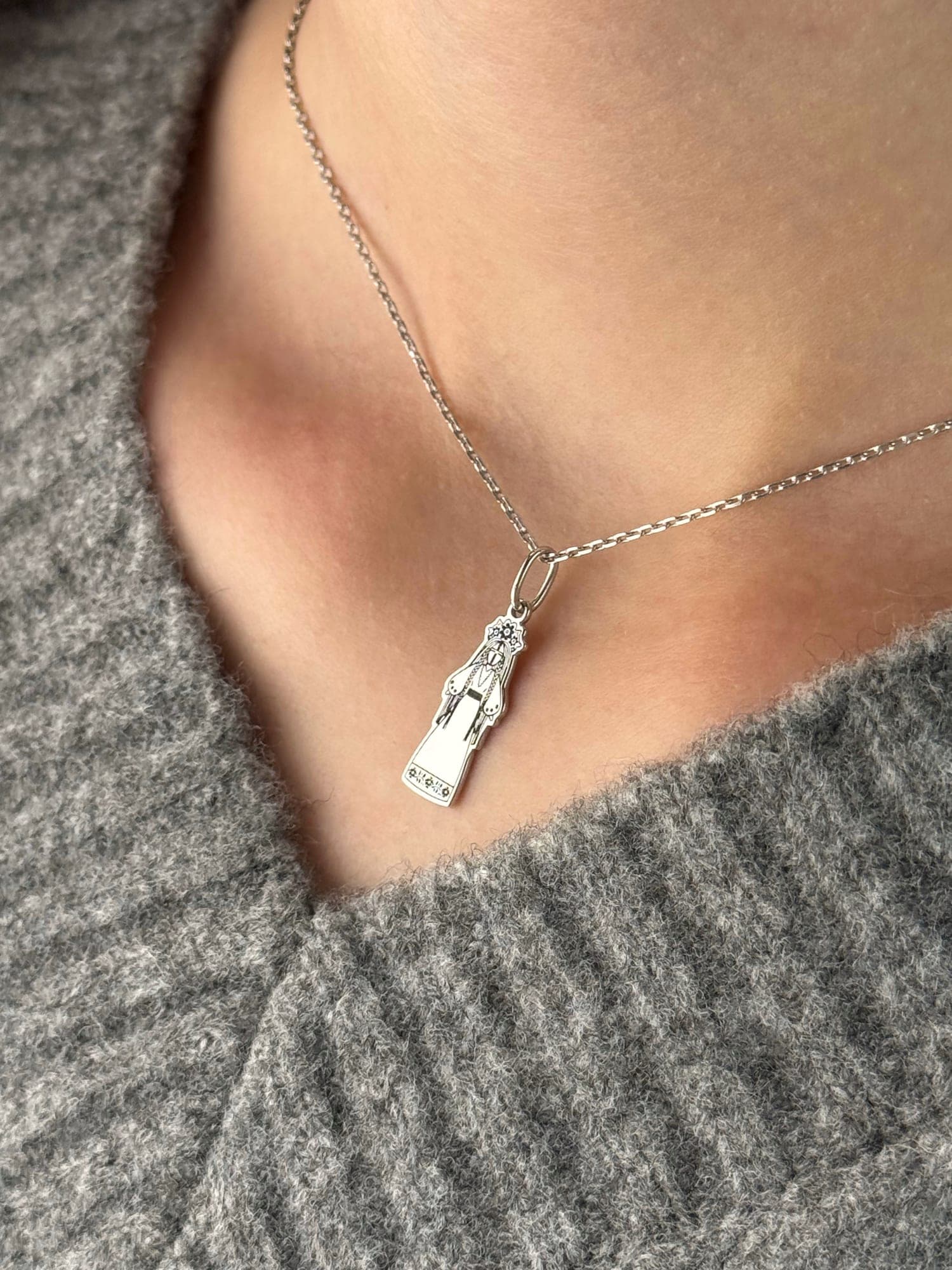 Silver “Ukrainian girl” necklace