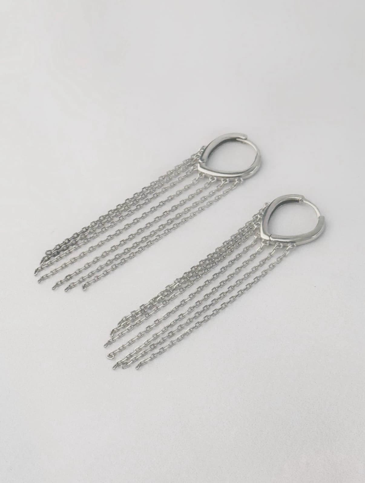 Silver earrings with chains
