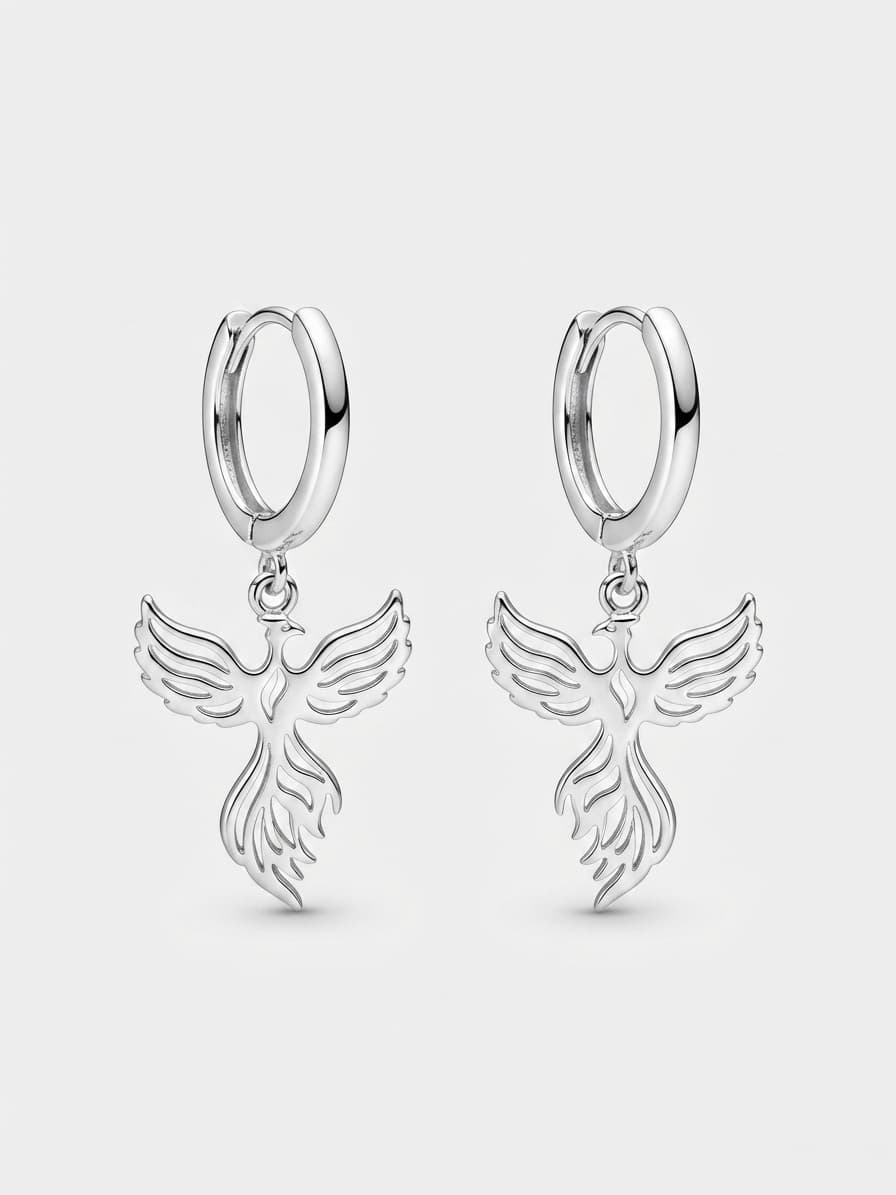 Серебряные серьги «Фениксы» на застёжке конго