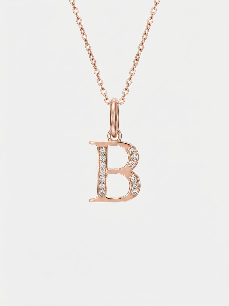 Gold-plated necklace with the letter “В” pendant and cubic zirconia