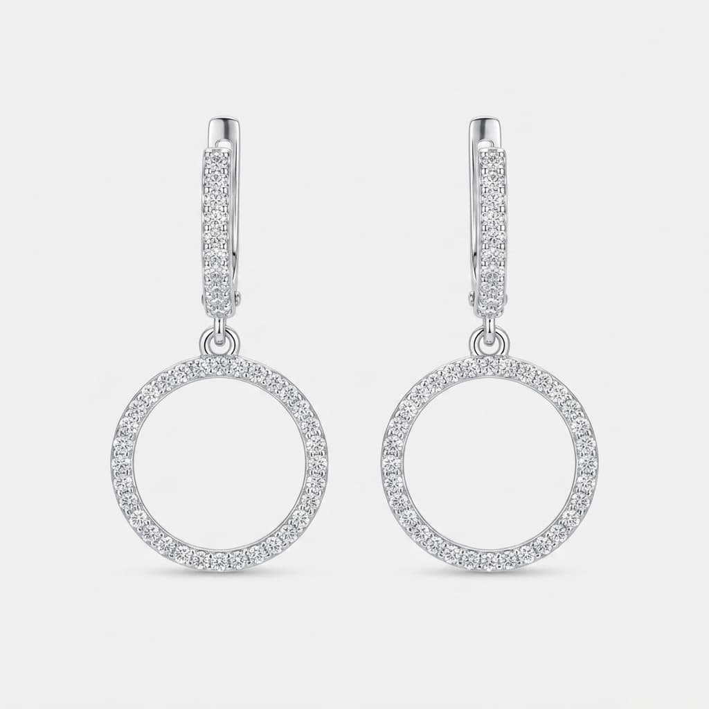 Silver “Circles” earrings with cubic zirconia