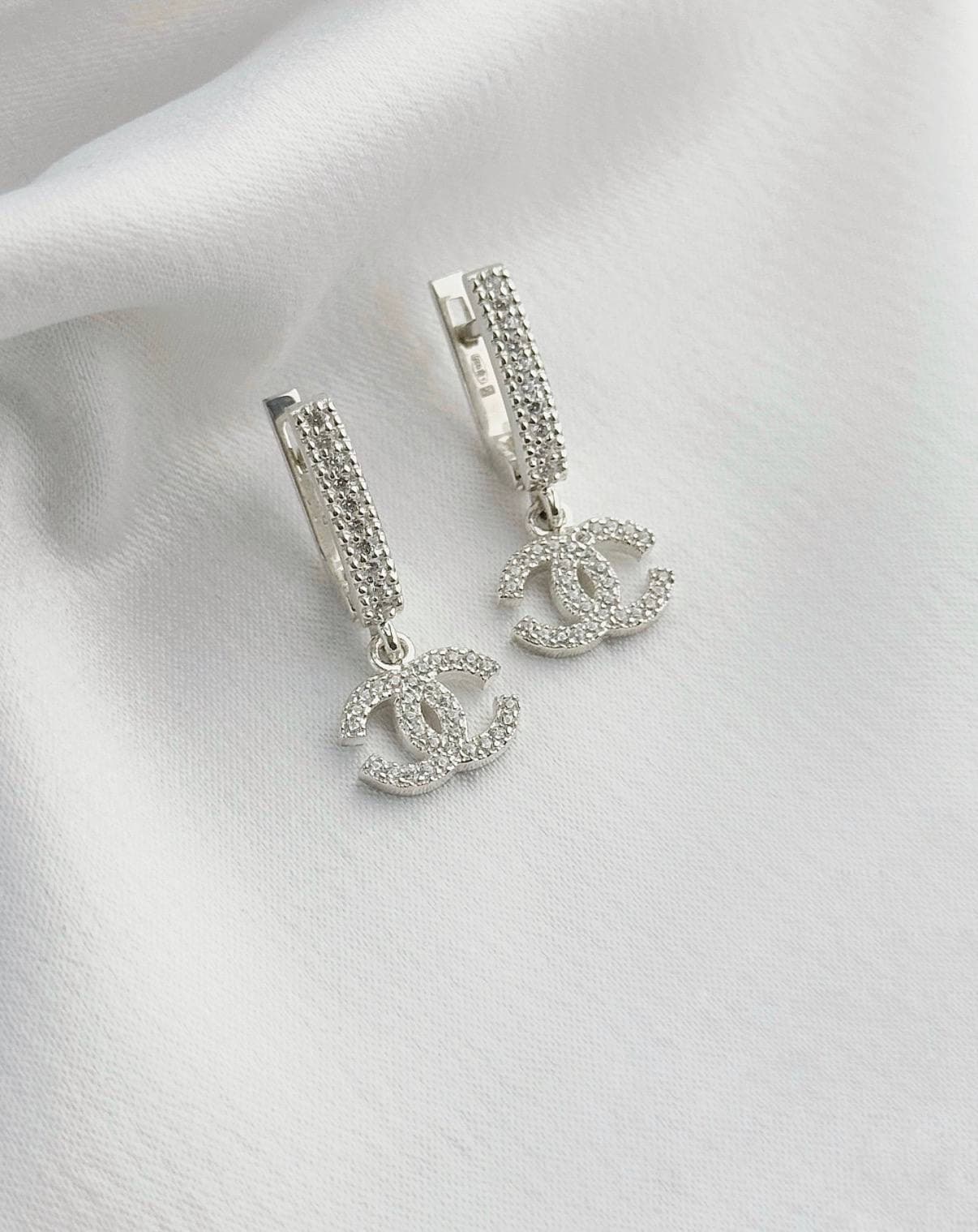 Silver drop earrings