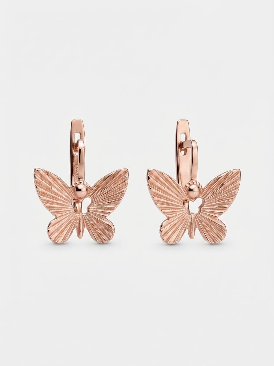 Gold-plated silver “Butterflies” earrings on an English lock