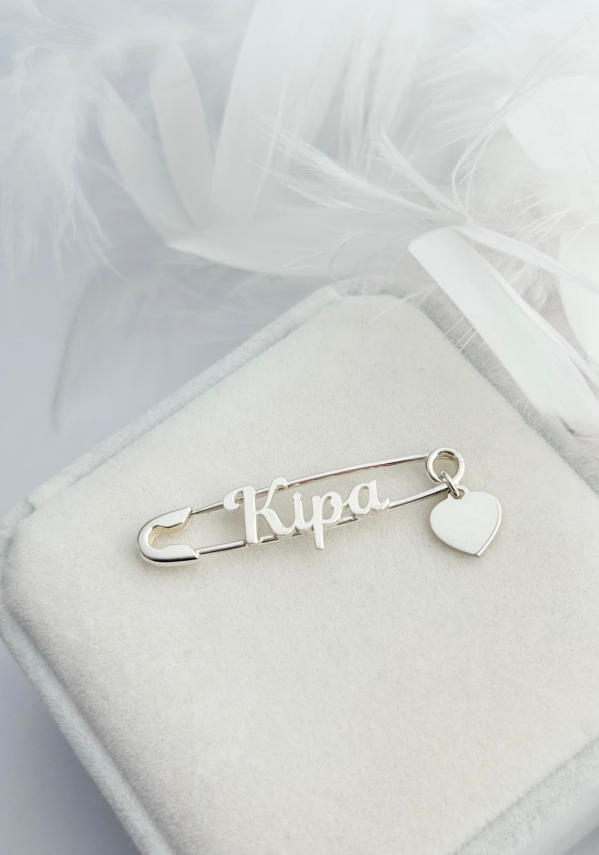 Silver hairpin “Кіра” with a heart charm