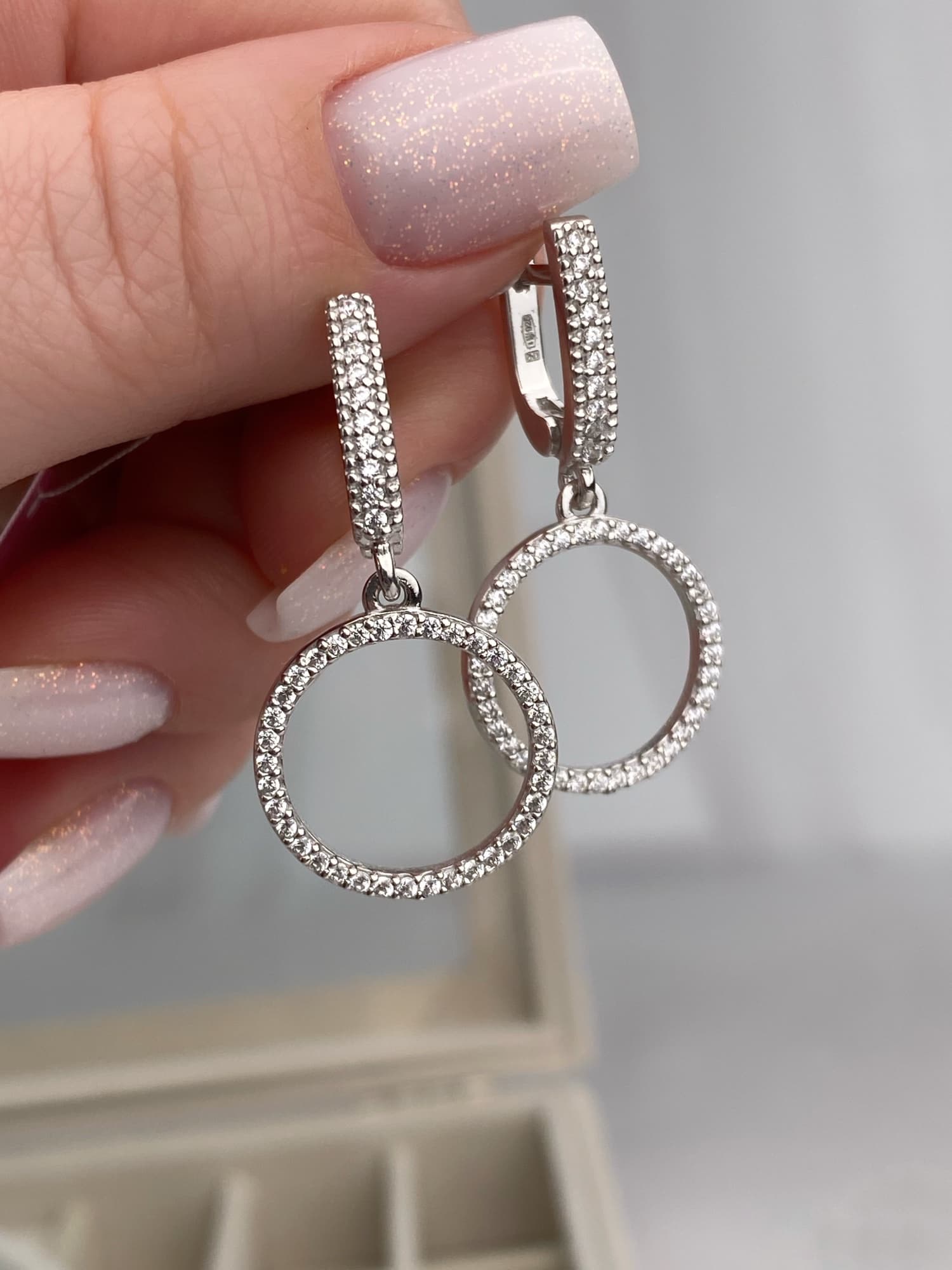 Silver “Circles” earrings with cubic zirconia