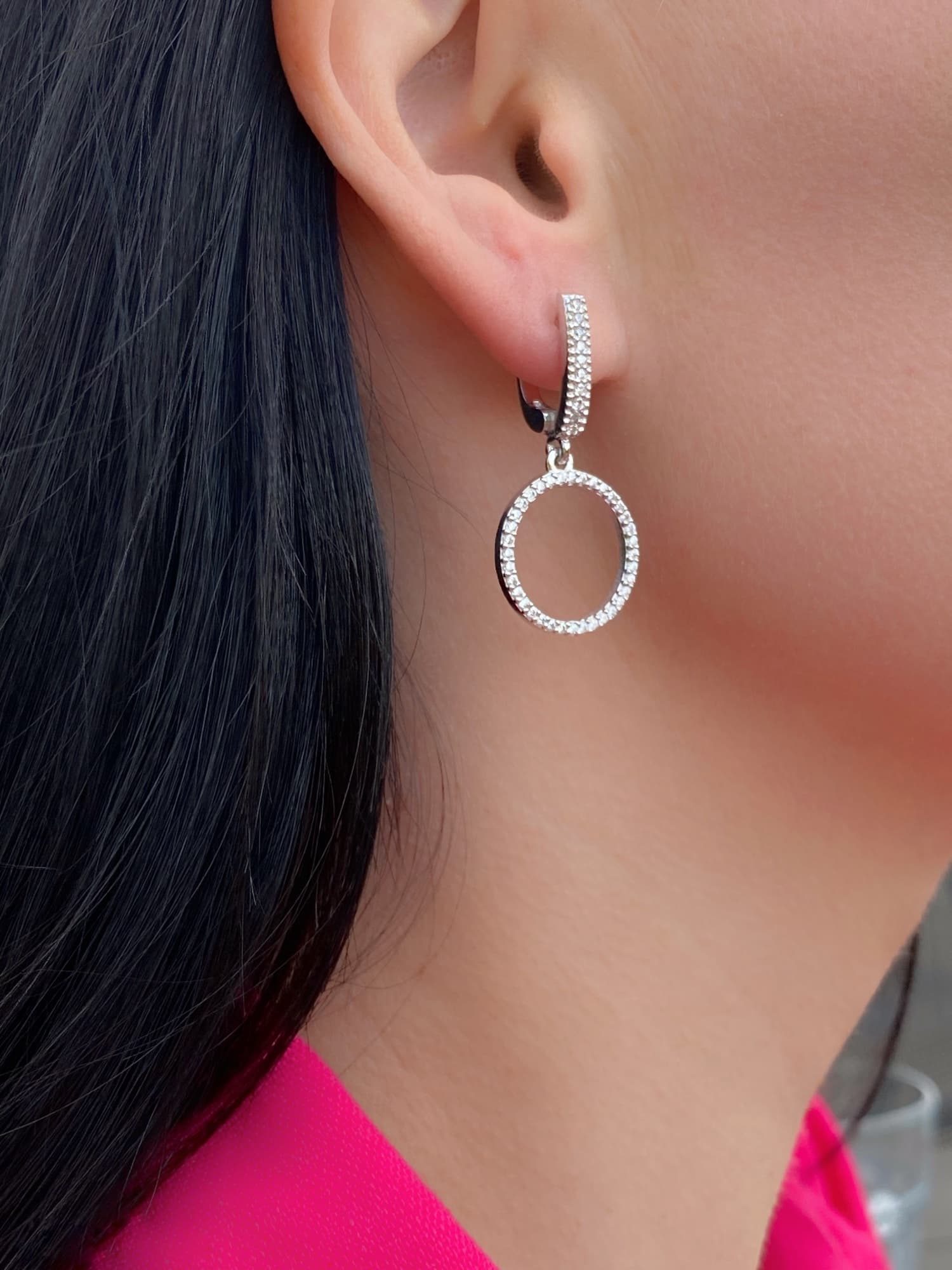 Silver “Circles” earrings with cubic zirconia