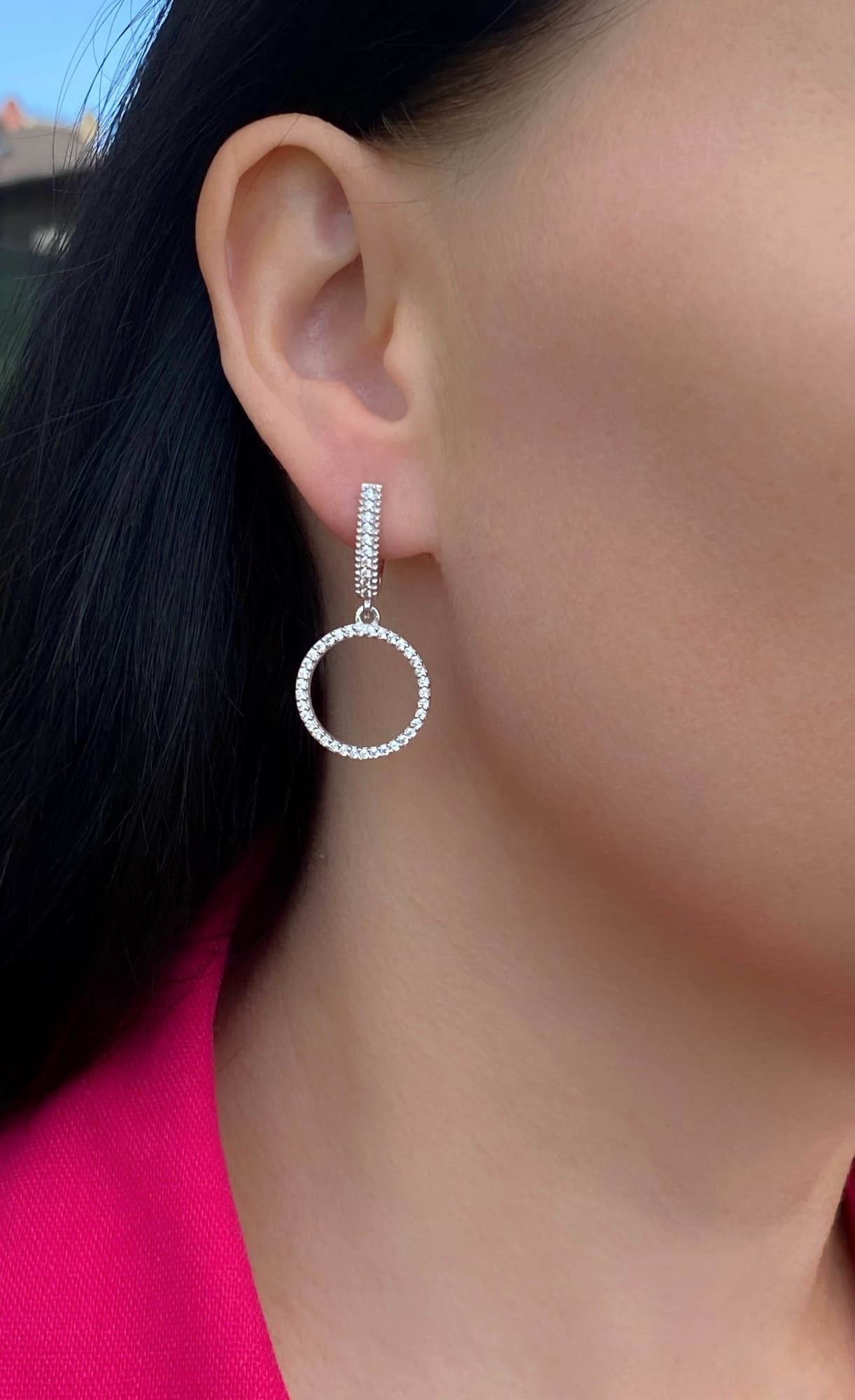 Silver “Circles” earrings with cubic zirconia