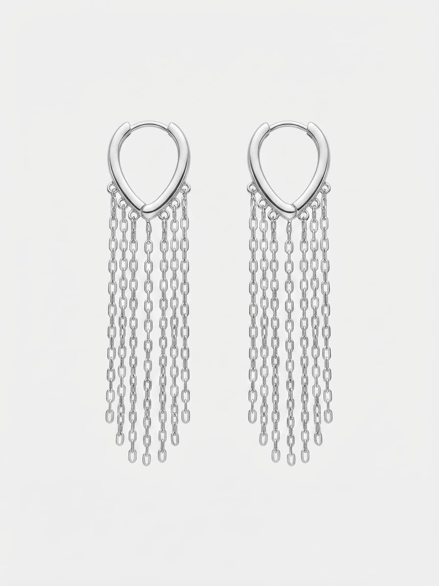 Silver earrings with chains