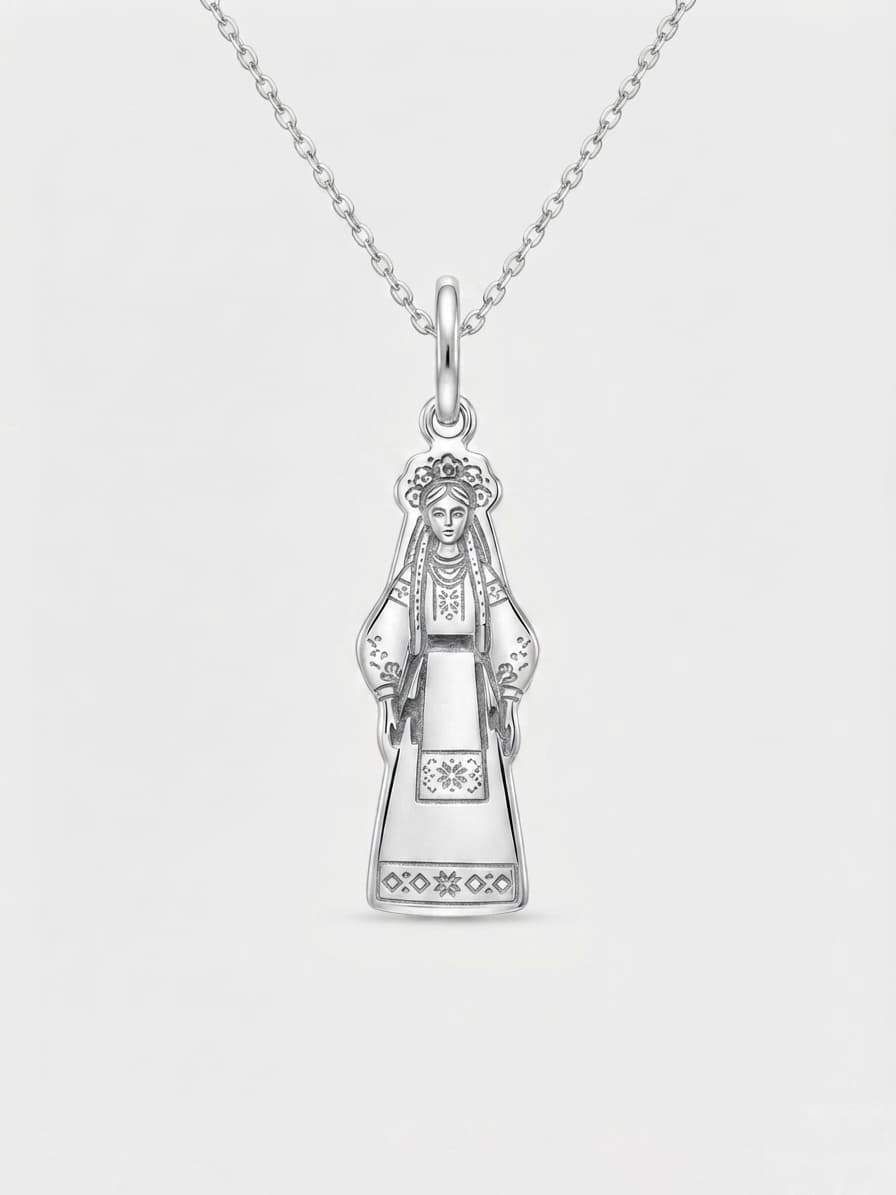 Silver “Ukrainian girl” necklace
